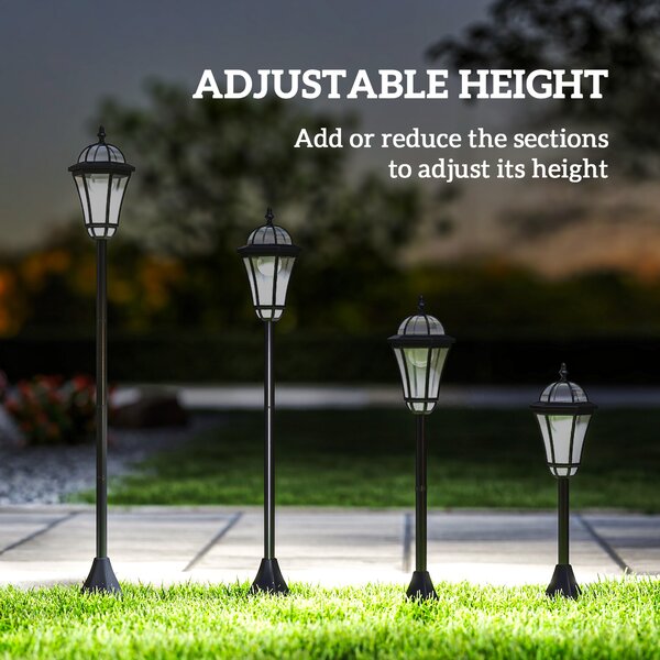 Outsunny Solar LED Garden Lamps: 2 Water-Resistant Lanterns for Patio Pathway, Auto Switch, Black Aosom UK