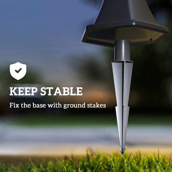 Outsunny Solar LED Garden Lamps: 2 Water-Resistant Lanterns for Patio Pathway, Auto Switch, Black Aosom UK