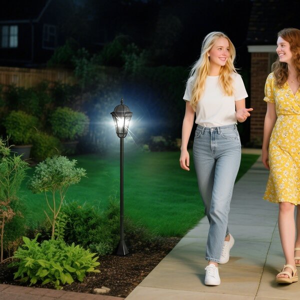 Outsunny Solar LED Garden Lamps: 2 Water-Resistant Lanterns for Patio Pathway, Auto Switch, Black Aosom UK