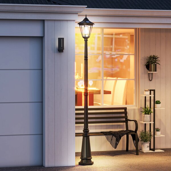 Outsunny Solar Sentinel: 2.4m LED Lamp Post Light, Aluminium Frame, PIR Motion Sensor, Ebony Black Aosom UK