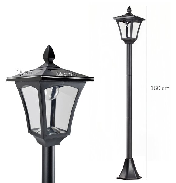 Outsunny 2 Pieces Outdoor Garden Solar Post Lamp Sensor Dimmable LED Lantern Bollard Pathway 1.6M Tall – Black Aosom UK