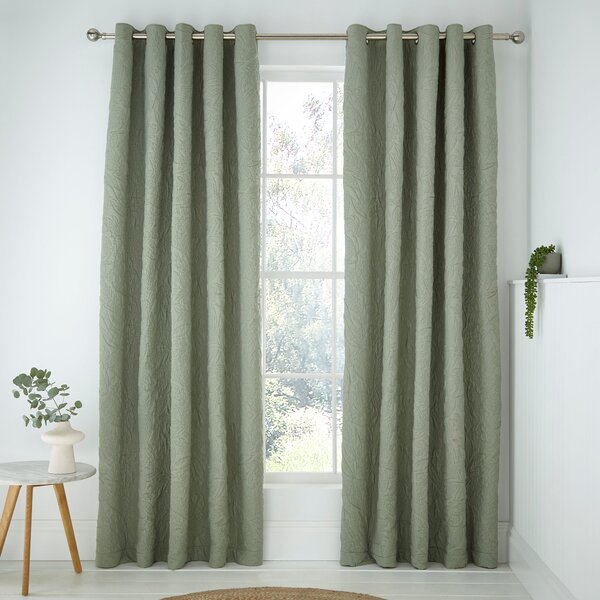 Filey Leaf Blackout Eyelet Curtains