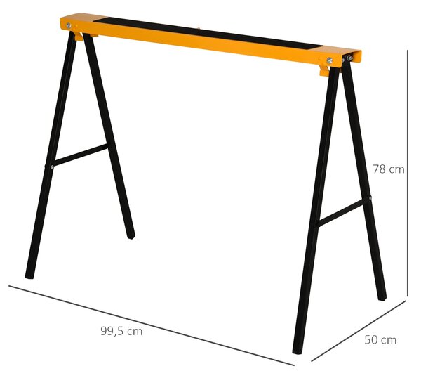 HOMCOM 2-Piece Saw Horse Material Support Steel Organizer Heavy Duty 125kg Non-Slip Cushion Side Grip Handle Foldable Design Saving Space