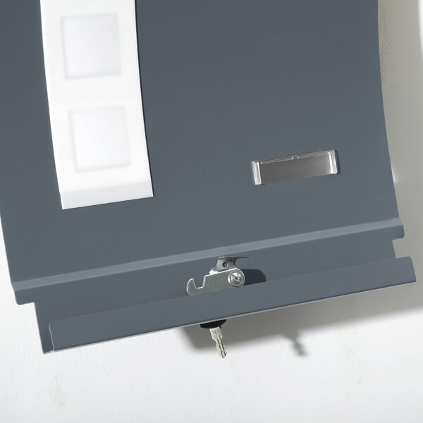 HOMCOM Wall Mounted Letter Box, Weatherproof Post Box for Outside Wall, Modern Mailbox with 2 Keys, Viewing Windows and Nameplate, Anthracite Grey