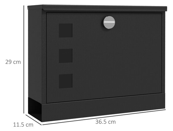 HOMCOM Wall Mounted Letterbox, Weatherproof Post Box, Modern Mailbox with 2 Keys and Viewing Windows, Easy to Install Aosom UK