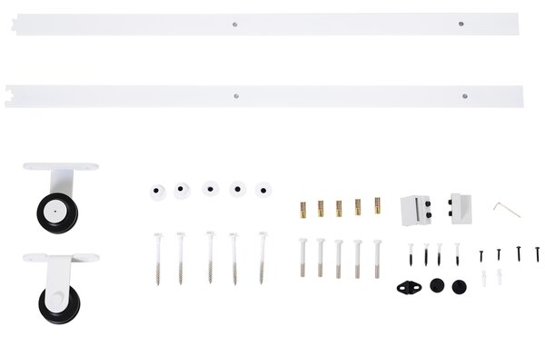 HOMCOM 6ft Modern Carbon Steel Sliding Door Track Kit White