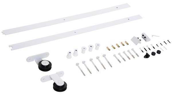 HOMCOM 6ft Modern Carbon Steel Sliding Door Track Kit White