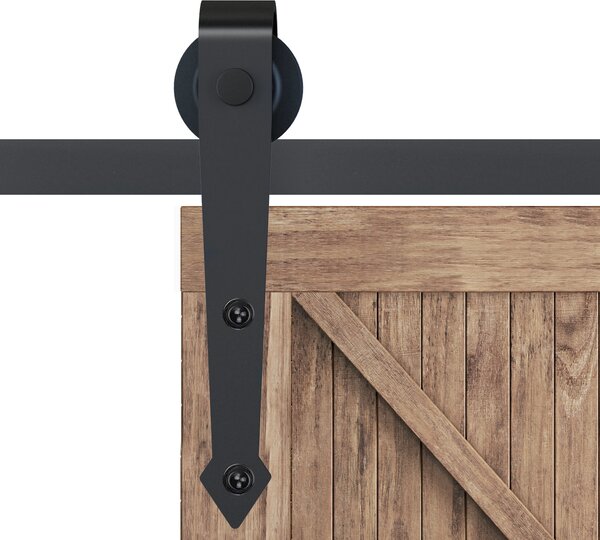 HOMCOM 6.6FT / 2m Carbon Steel Sliding Door Kits Barn Hardware Closet Set Antique Style Track System For Single Wooden Door Aosom UK