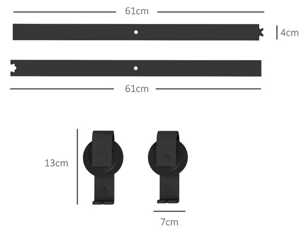 HOMCOM 4FT/122CM Bi-Folding Sliding Barn Door Hardware Track Kit, Heavy Duty Sliding Door Kit for 2 Doors with J Shape Hanger Aosom UK