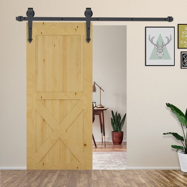 HOMCOM 6.6FT / 2m Carbon Steel Sliding Door Kits Barn Hardware Closet Set Antique Style Track System For Single Wooden Door Aosom UK