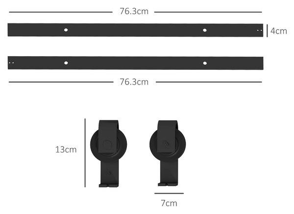 HOMCOM 5FT/152.5CM Bi-Folding Sliding Barn Door Hardware Track Kit, Heavy Duty Sliding Door Kit for 2 Doors with J Shape Hanger Aosom UK