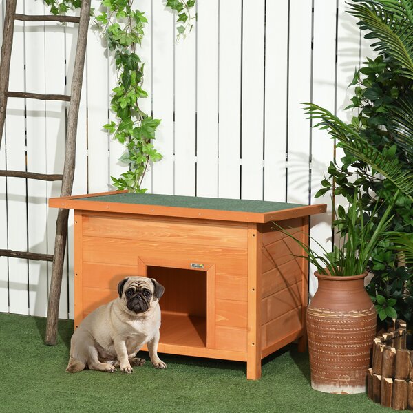 Pawhut 85cm Elevated Dog Kennel Wooden Pet House Outdoor Waterproof Aosom UK