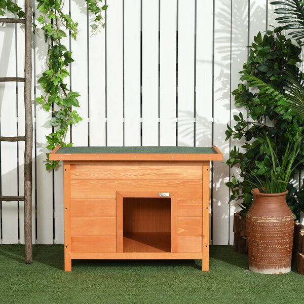 Pawhut 85cm Elevated Dog Kennel Wooden Pet House Outdoor Waterproof Aosom UK