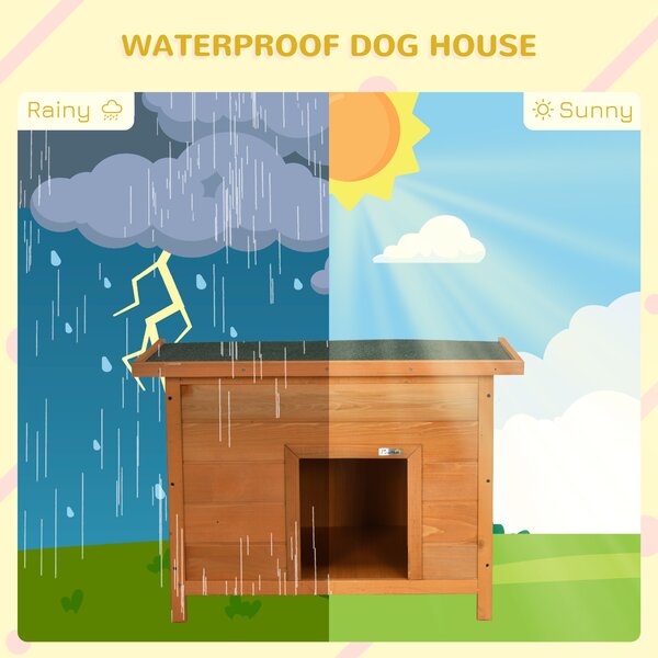Pawhut 85cm Elevated Dog Kennel Wooden Pet House Outdoor Waterproof Aosom UK