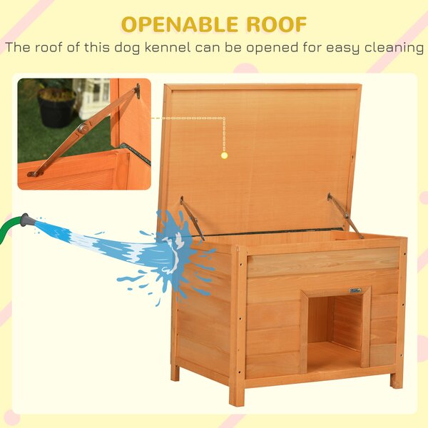 Pawhut 85cm Elevated Dog Kennel Wooden Pet House Outdoor Waterproof Aosom UK