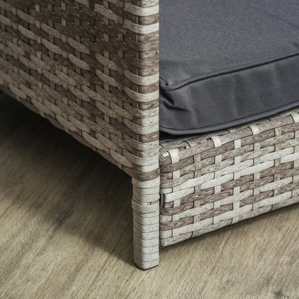 PawHut Wicker Dog Bed with Canopy, Removable Cushion Rattan Pet House for Small to Medium Dogs, Dark Grey Aosom UK