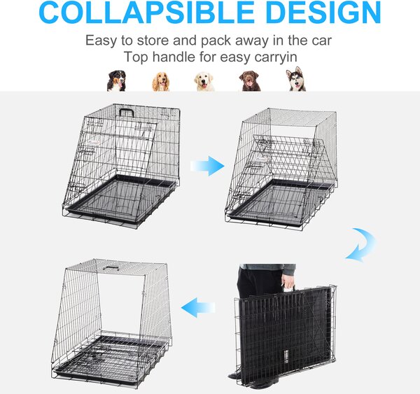 PawHut Dogs Metal Collapsible Large Transport Crate w/ Removeable Tray Black