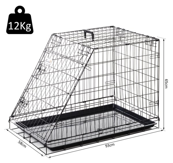 PawHut Dogs Metal Collapsible Large Transport Crate w/ Removeable Tray Black