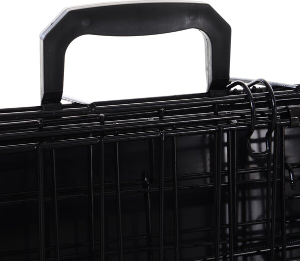 PawHut Dogs Metal Collapsible Large Transport Crate w/ Removeable Tray Black