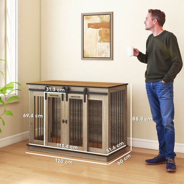 PawHut Dog Crate Furniture for Large Dogs, Double Dog Cage for Small Dogs