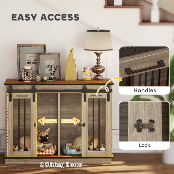 PawHut Dog Crate Furniture for Large Dogs, Double Dog Cage for Small Dogs