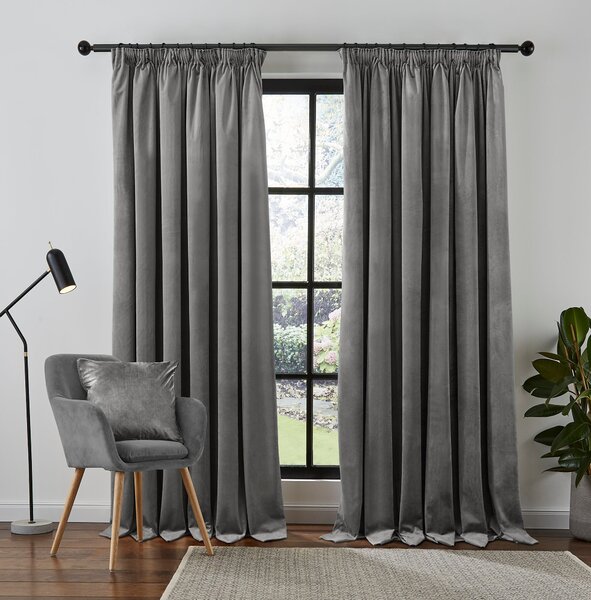 Recycled Velour Pencil Pleat Curtains