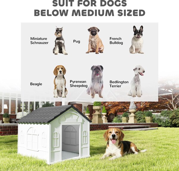 PawHut Plastic Weatherproof Dog House, Grey