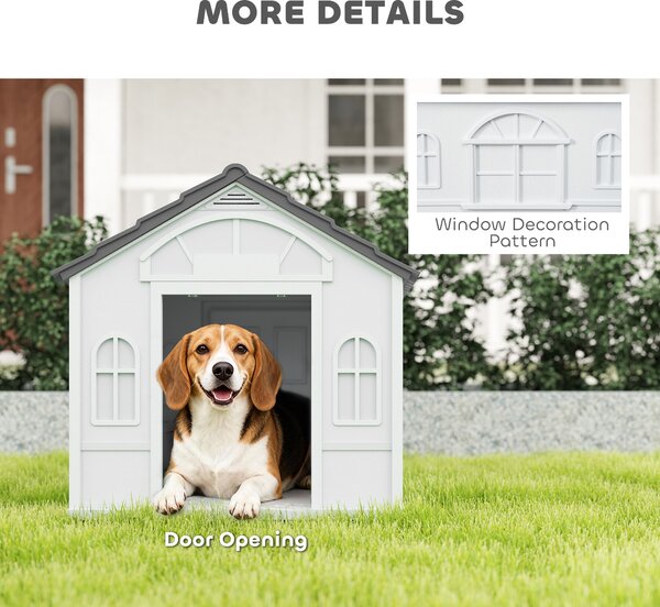 PawHut Plastic Weatherproof Dog House, Grey