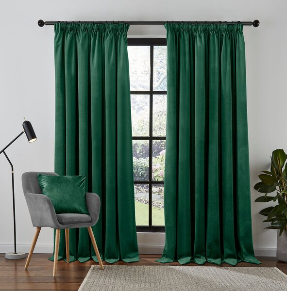 Recycled Velour Pencil Pleat Curtains