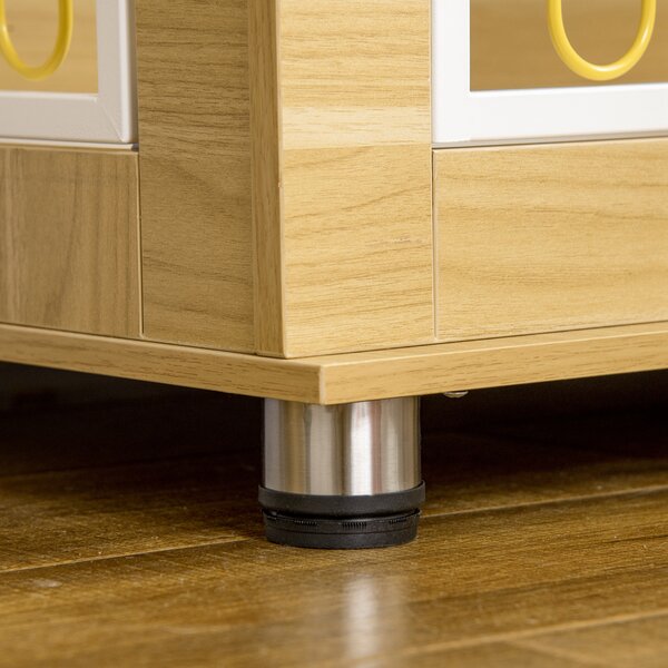 PawHut Dog Crate Furniture, Dog Cage End Table. with Soft Cushion, Double Door - Oak Tone Aosom UK