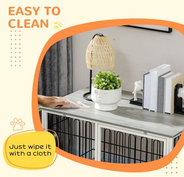 PawHut Dog Crate Furniture Side End Table with Soft Washable Cushion, Indoor Dog Kennel with Lockable Door, for Small and Medium Dogs