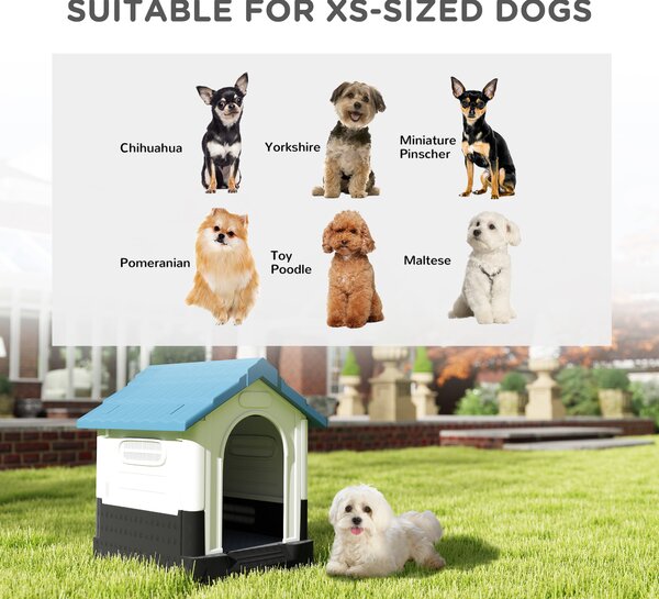 PawHut Dog House Dog Kennel 64.5 x 57 x 66cm with Sturdy Thick PP & Elevated Base for Miniature Dogs, up to 4kg and 36cm in Body Length Aosom UK