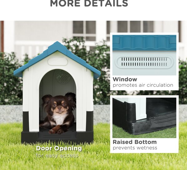 PawHut Dog House Dog Kennel 64.5 x 57 x 66cm with Sturdy Thick PP & Elevated Base for Miniature Dogs, up to 4kg and 36cm in Body Length Aosom UK