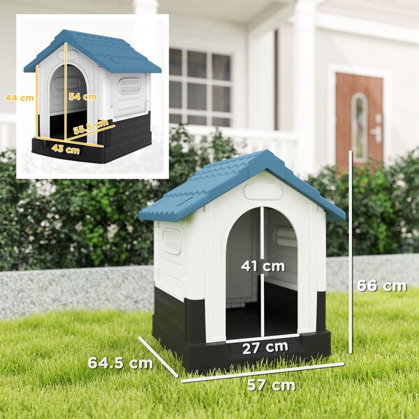 PawHut Dog House Dog Kennel 64.5 x 57 x 66cm with Sturdy Thick PP & Elevated Base for Miniature Dogs, up to 4kg and 36cm in Body Length Aosom UK