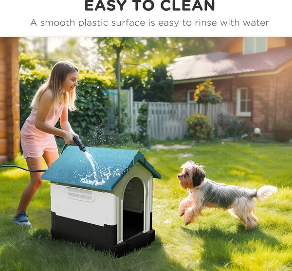 PawHut Dog House Dog Kennel 64.5 x 57 x 66cm with Sturdy Thick PP & Elevated Base for Miniature Dogs, up to 4kg and 36cm in Body Length Aosom UK