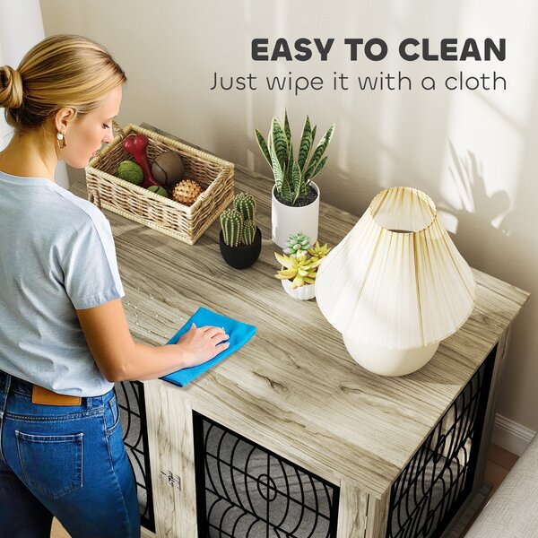 PawHut 46.46'' Indoor Dog Crate Furniture End Table with Soft Washable Cushion, Lockable Front Door, for Extra Large Dogs Aosom UK