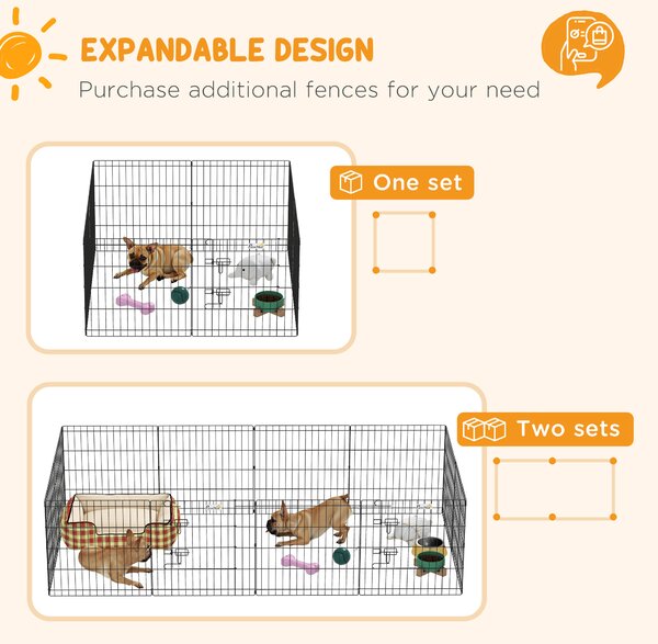 PawHut 8 Panel Dog Playpen Puppy Pen Rabbits Guinea Metal Crate Pet Cage Run Indoor Outdoor, 61x61 cm Aosom UK