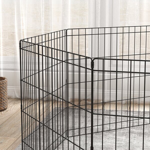 PawHut 8 Panel Dog Playpen Puppy Pen Rabbits Guinea Metal Crate Pet Cage Run Indoor Outdoor, 61x61 cm Aosom UK