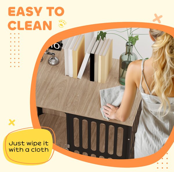 PawHut Dog Crate Furniture with Anti-Chew Resistant Mesh, Anti-Escape Single Door, for Medium Dogs, 80 x 55 x 72 cm