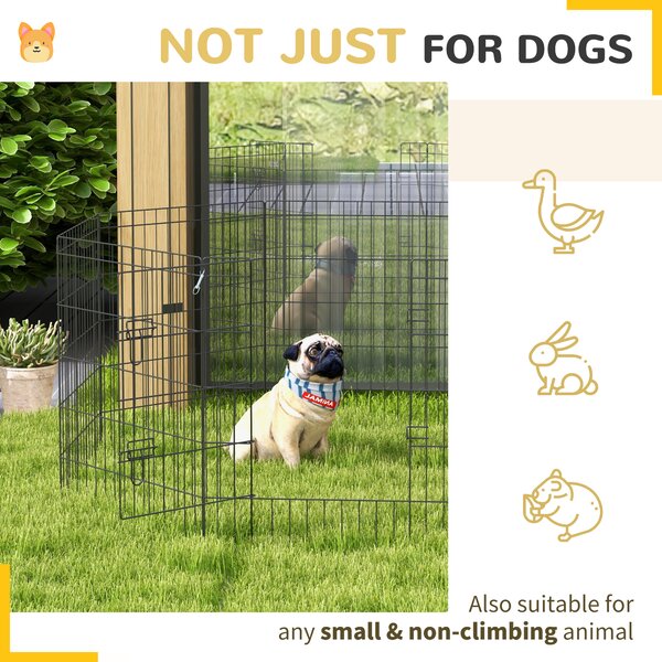 PawHut 8 Panel DIY Dog Pen with Door for Dogs, Small Animals, Indoor/Outdoor Use, 61cm High Aosom UK