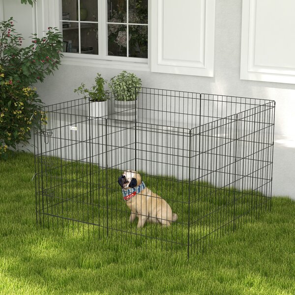 PawHut 8 Panel DIY Dog Pen with Door, for Dogs, Small Animals, Indoor/Outdoor Use, 91cm High Aosom UK