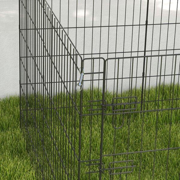 PawHut 8 Panel DIY Dog Pen with Door, for Dogs, Small Animals, Indoor/Outdoor Use, 91cm High Aosom UK