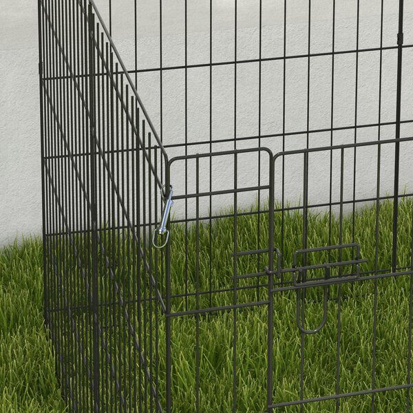 PawHut 8 Panel DIY Dog Pen with Door for Dogs, Small Animals, Indoor/Outdoor Use, 61cm High Aosom UK