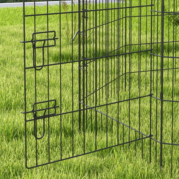 PawHut 8 Panel DIY Dog Pen with Door, for Dogs, Small Animals, Indoor/Outdoor Use, 91cm High Aosom UK