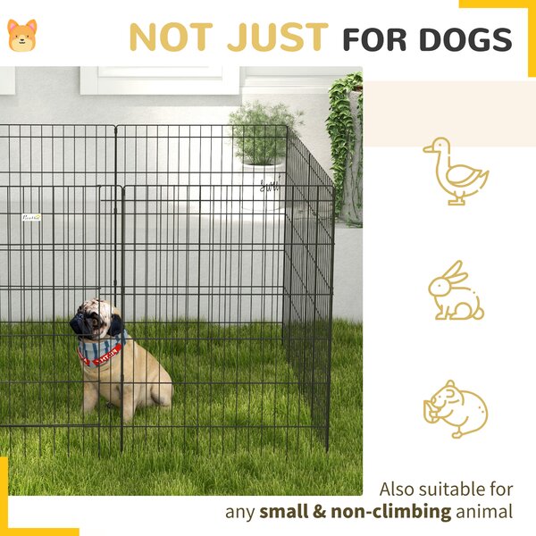 PawHut 8 Panel DIY Dog Pen with Door, for Dogs, Small Animals, Indoor/Outdoor Use, 91cm High Aosom UK