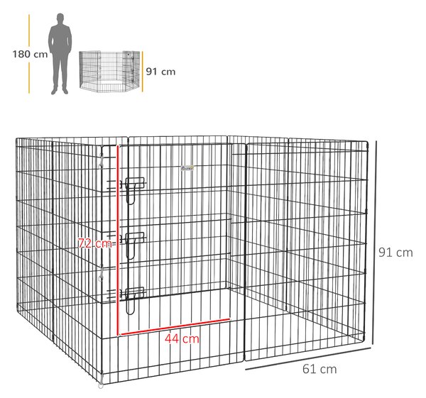 PawHut 8 Panel DIY Dog Pen with Door, for Dogs, Small Animals, Indoor/Outdoor Use, 91cm High Aosom UK