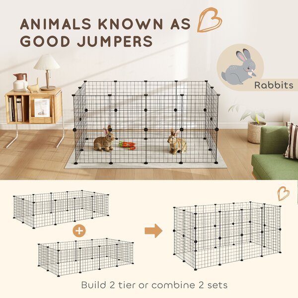 PawHut Modular Pet Enclosure: Secure & Spacious Metal Playpen for Furry Friends, Black, 106Lx73Wx36H cm Aosom UK