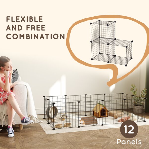 PawHut Modular Pet Enclosure: Secure & Spacious Metal Playpen for Furry Friends, Black, 106Lx73Wx36H cm Aosom UK