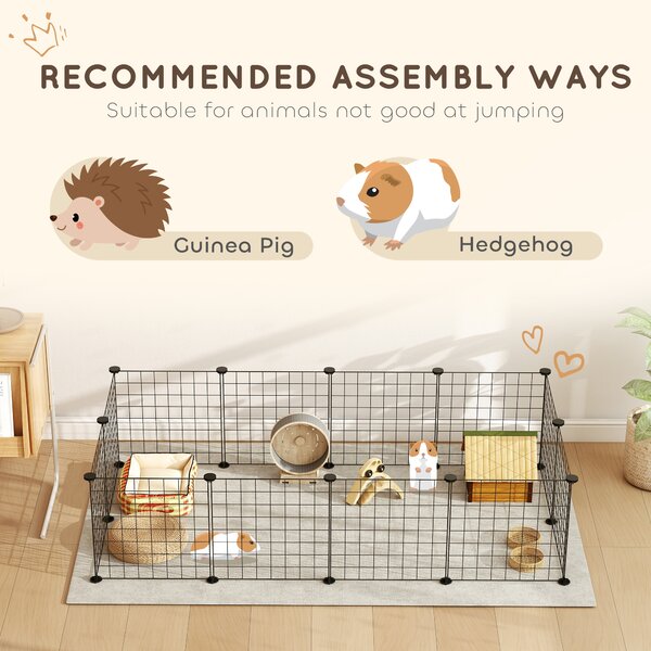 PawHut Modular Pet Enclosure: Secure & Spacious Metal Playpen for Furry Friends, Black, 106Lx73Wx36H cm Aosom UK