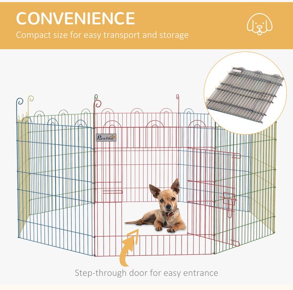 PawHut Pet Playpen Crate, with Eight Panels, Door, for Indoors and Outdoors, 60H x Φ156cm Aosom UK